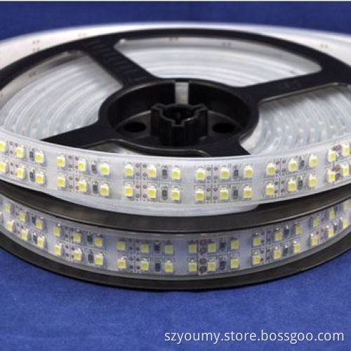 Warm White Double Row LED Flexible Strip Light, SMD 3528, Waterproof IP67, 240 LED/m